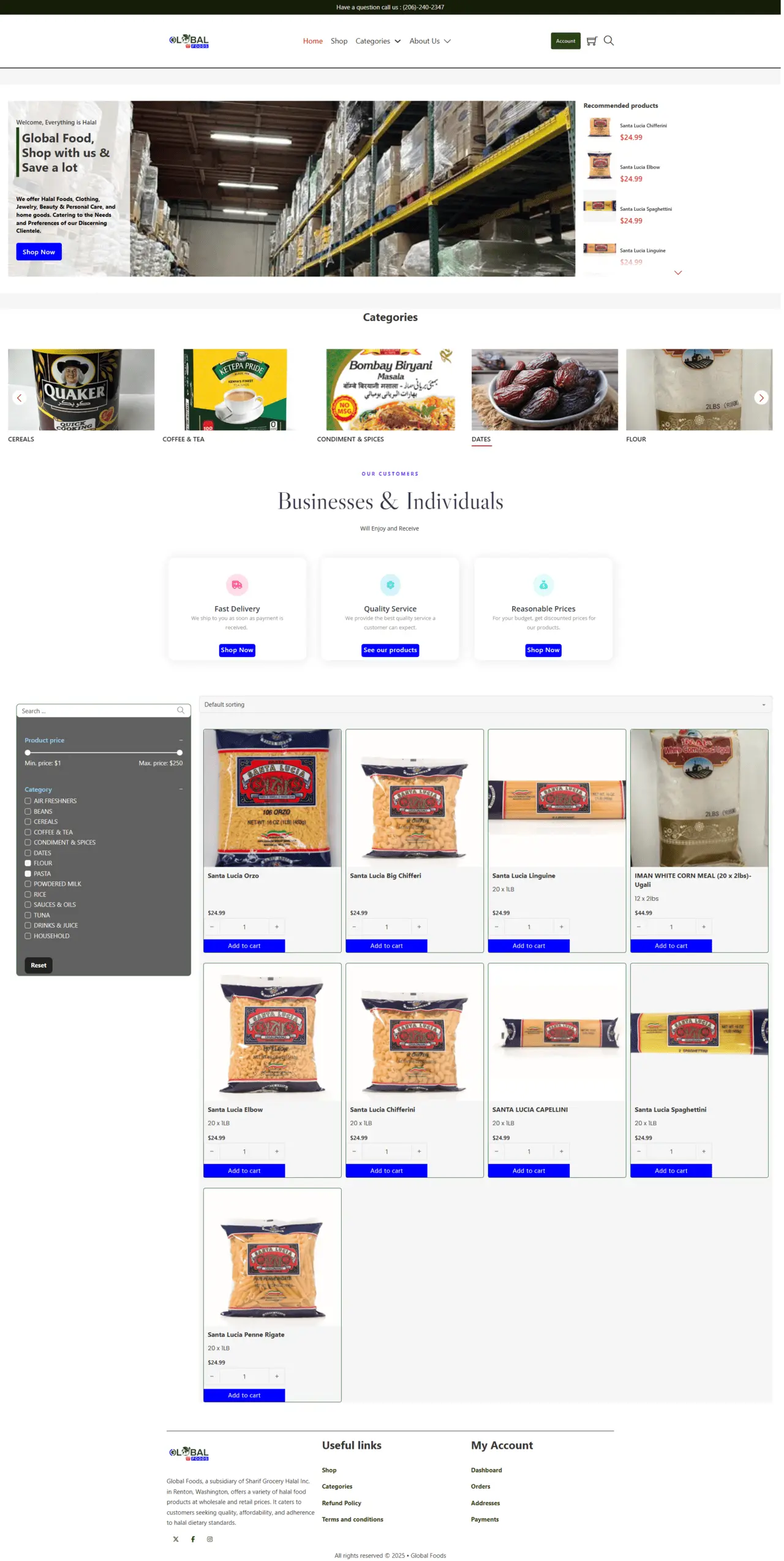Global Foods Wholesale interface