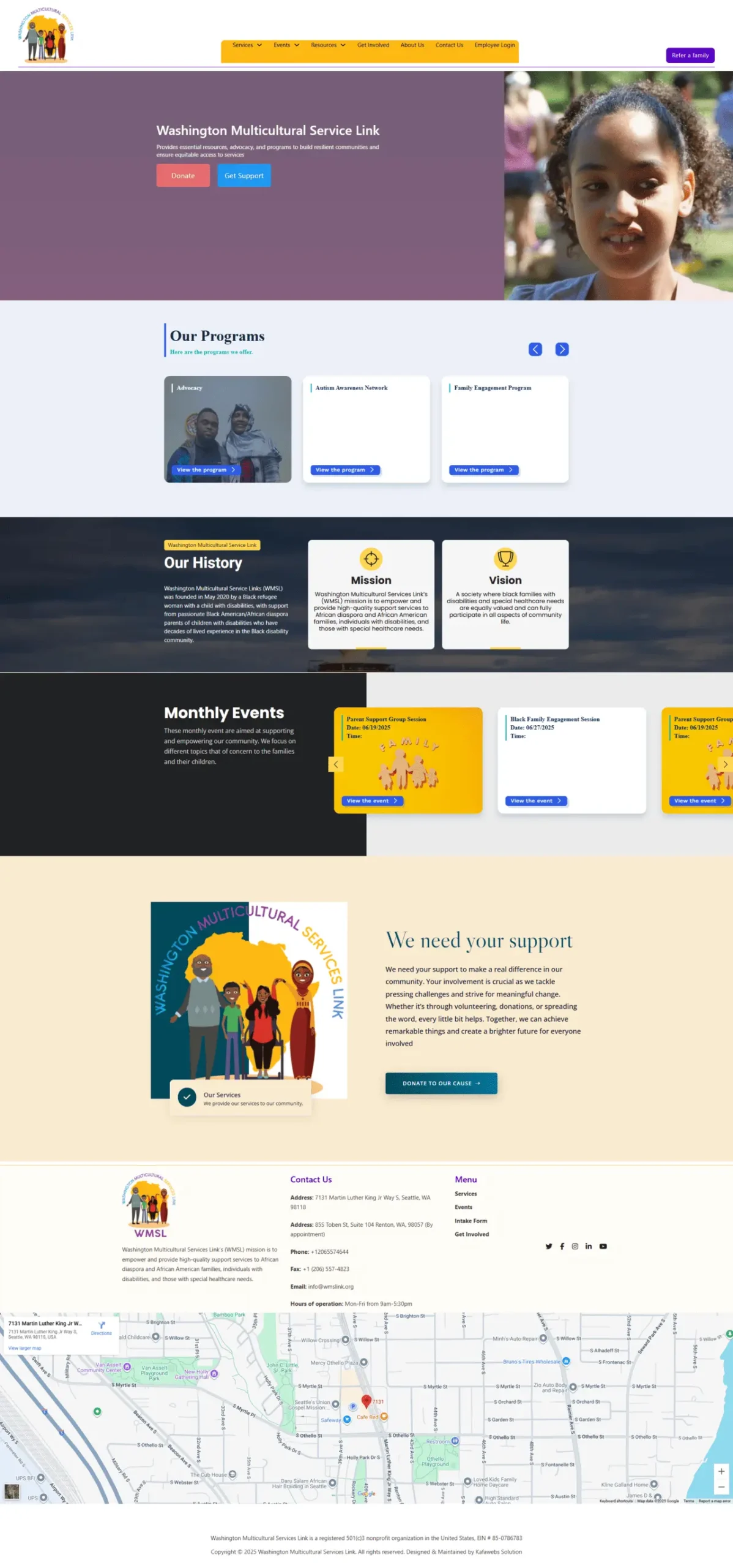 Washington Multicultural Services Link interface